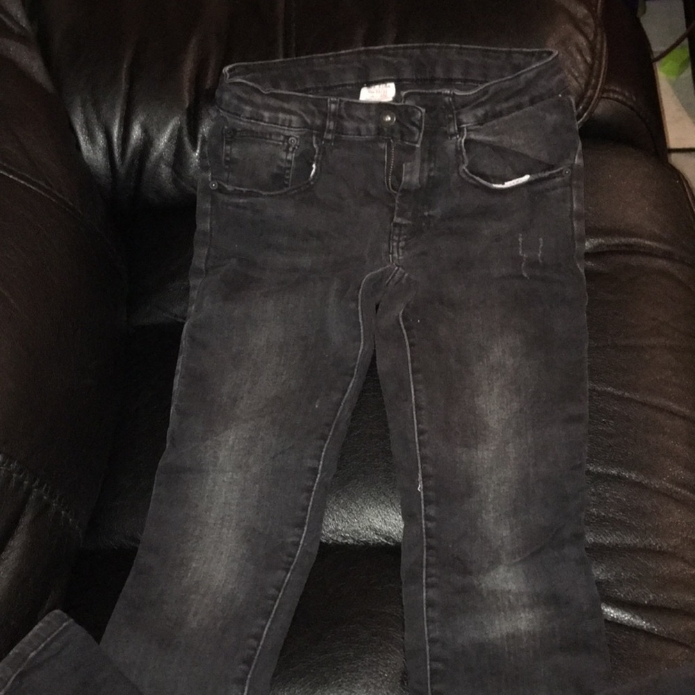 Girls Zara acid wash black jeans